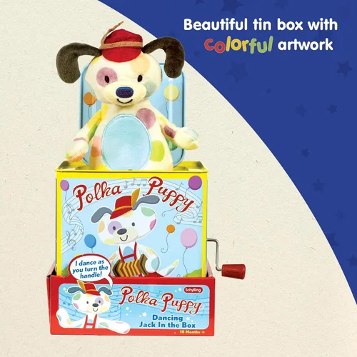 Vista 5 de Muñeco en caja de sorpresas de Schylling, Puppy Dancing Jack in the Box, Multi