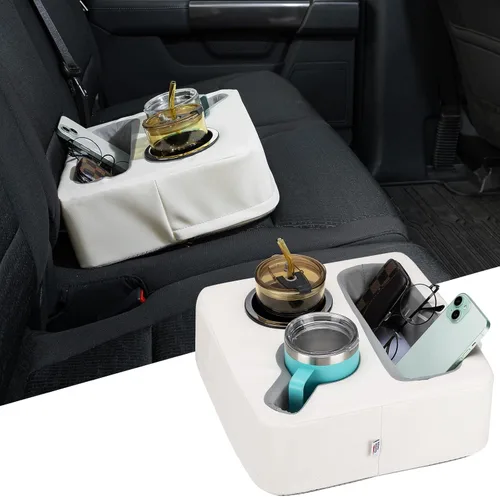 Vista 8 de KEMIMOTO Portavasos de asiento trasero para automóvil, portavasos para sofá, organizador para auto, camión, barco, bandeja expansora para sofá, cama