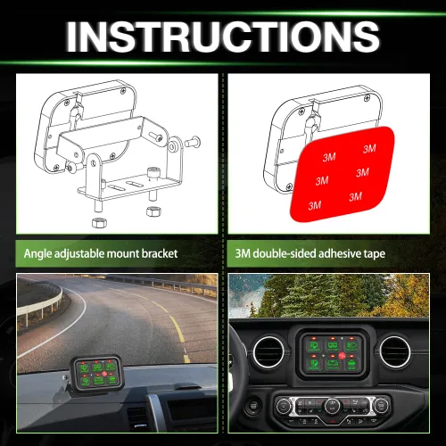 Vista 8 de Panel de interruptor de 6 bandas, Niking Auto Caja universal de control de circuito sistema de relé de interruptor de botón de encendido y apagado