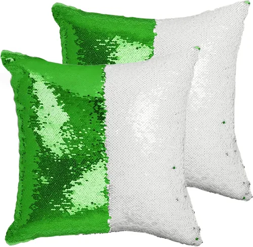 Vista 23 de Paquete de 2 fundas de almohada de lentejuelas sublimadas de 16 x 16 pulgadas, fundas de almohada reversibles con purpurina para regalos