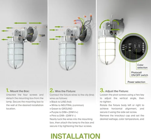 Vista 8 de ASD Luz LED de tarro de gelatina hermética al vapor, 12/16/20 W, 120-277 V, IP65 RGBCW, lámpara de pared industrial del anochecer al amanecer, luz
