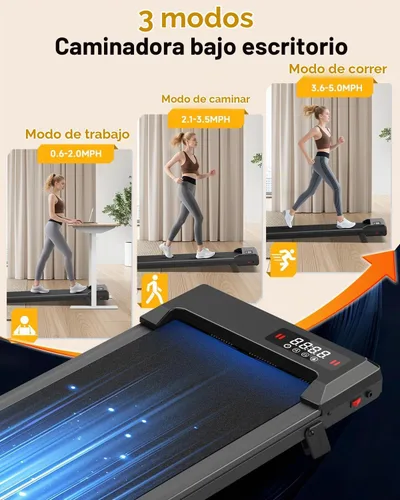 Vista 2 de Walking Pad Treadmill with Handle Bar with 8% Incline,2.5HP Quiet Under Desk 320 lbs 2 in 1Treadmills for Home Office,Compact Foldable Walking