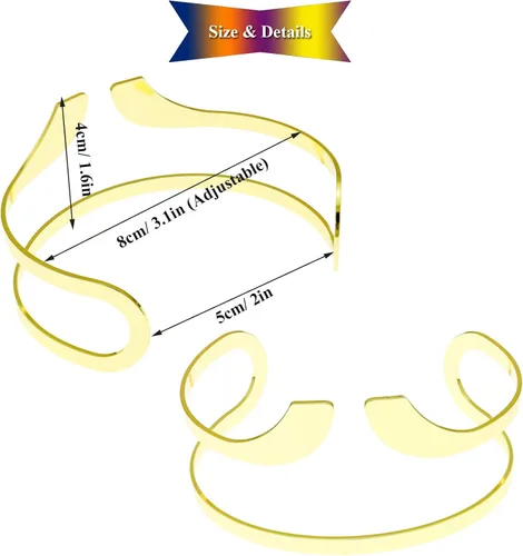 Vista 6 de RechicGu Juego de 2 pulseras griegas para el brazo superior del brazo, de metal ajustable, gitano, bohemio, conjunto de joyas, para bailarina