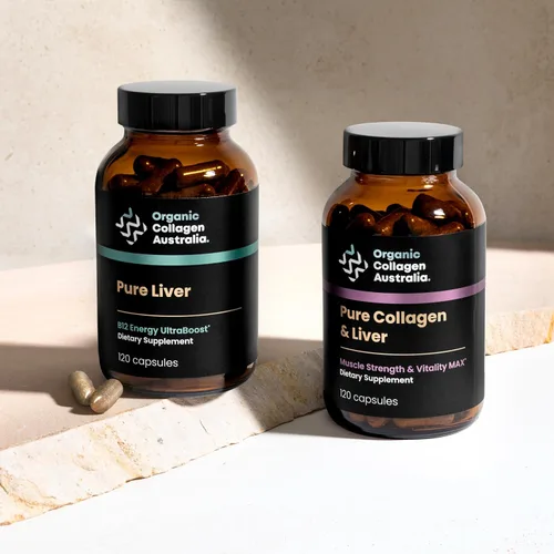 Vista 6 de Organic Collagen Australia Cápsulas de hígado puro, alimentadas con pasto y criadas en pastos, fuente de energía B12, apoyo inmunológico, fuerza
