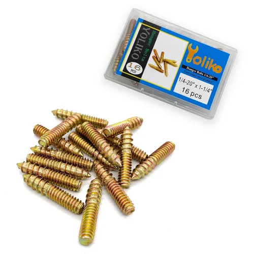 Vista 7 de Paquete de 16 pernos de suspensión de 1/4-20 x 1-1/4 pulgadas con doble cabeza y clavija de madera, para tornillos de muebles y varillas roscadas