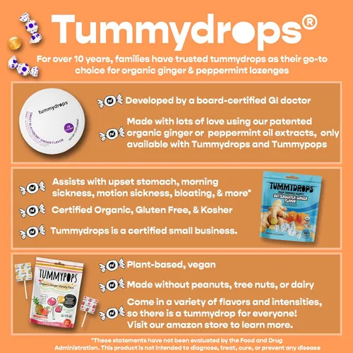 Vista 3 de Tummydrops USDA Organic Double Ginger Peach, 33 pastillas