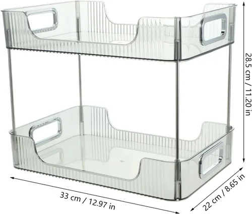 Vista 2 de Alipis Organizador de encimera de baño de 2 niveles, bandeja de perfume transparente, organizador decorativo para el cuidado de la piel, estante