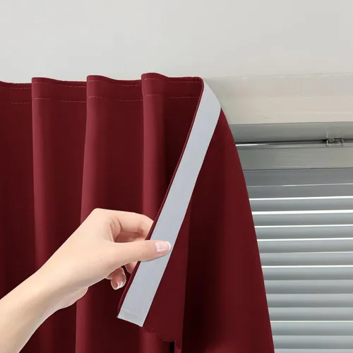 Vista 11 de Cortinas opacas con cinta autoadhesiva, sin barra, sin taladro, cubierta de ventana fácil de instalar para dormitorio, cocina, dormitorio, 34