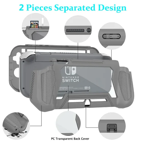 Vista 2 de Protective Case for Nintendo Switch Lite, Full Protection Switch Lite Cover, TPU Shock-Absorption and Anti-Scratch for Nintendo Switch Lite Skin