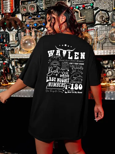 Vista 5 de Steer Skull Western - Camisas para mujer, trajes de concierto, camisetas de gran tamaño, camisetas de música country, camisetas gráficas vintage