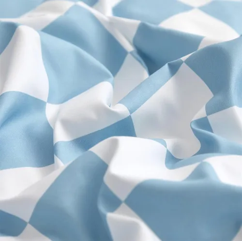 Vista 6 de Houseri Juego de funda de edredón de tamaño individual a cuadros azul claro y blanco para niños, juego de cama azul bebé para niños y niñas, juego