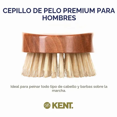 Vista 6 de Kent MC4 - Juego de cepillos para cabello y barba para hombre: cepillo exfoliante natural de cerdas de jabalí, base de madera de cerezo con cerdas