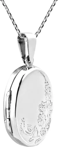 Vista 2 de AeraVida Collar con medallón de plata de ley con grabado floral para jardín, Metal, no conocido