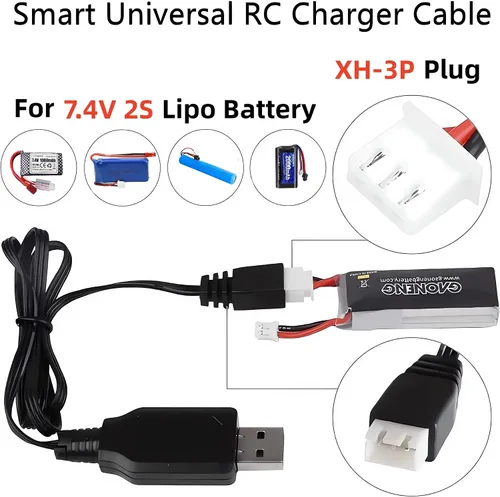 Vista 3 de Aliwisdom Cable cargador de batería universal RC con conector XH3 Pin Plug para batería Lipo de 7.4V 2S, compatible con coche RC/barco RC/avión