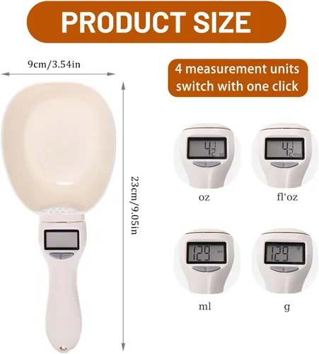 Vista 2 de Cuchara medidora digital, cuchara medidora electrónica con pantalla LCD, escala de medición de alimentos de alta precisión de 28.22 oz/0.00 oz