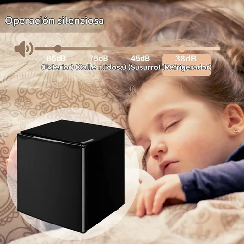 Vista 5 de Refrigerador pequeño de 1.7 pies cúbicos con congelador, bajo ruido, bajo consumo, refrigerador de encimera, refrigerador de una sola puerta