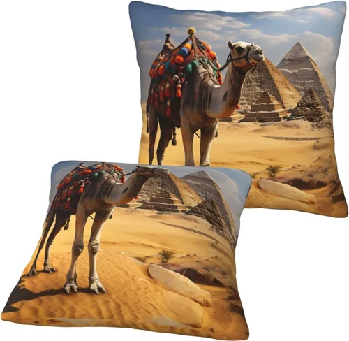 Vista 8 de 2PCS Throw Pillow Covers 12"x12" Square Pillowcases Covers Pyramid Camel Soft Pillowcases Modern Farmhouse Home Decor Sofa Cushions Covers for Couch