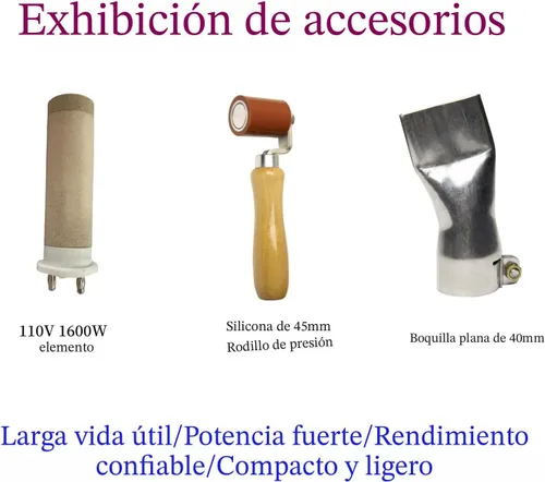 Vista 5 de Pistola de aire caliente 110V Antorcha de soldadura 1600W Pistola de calor Soldador de plástico Kits de soldador de techos