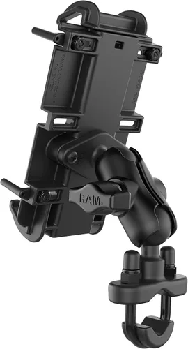 Vista 3 de RAM MOUNTS Soporte para teléfono grande Quick-Grip con base de perno en U para manillar RAM-B-149Z-A-PD4U con brazo corto para motocicleta, ATV/UTV