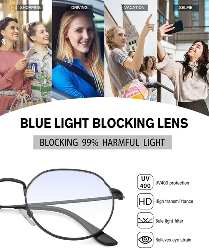Vista 4 de Pro Acme Gafas redondas de moda Metal Clear Lens Frame Vintage Unisex Gafas 53MM