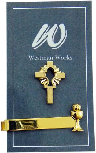 Vista 2 de Westmon Works Paquete de accesorios católicos con clip de corbata y pasador de cáliz para niños de la Primera Comunión