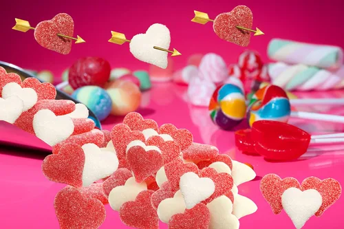 Vista 4 de Sanded Gummi Hearts - Goma de mascar para el día de San Valentín, apta para alérgicos, sin OMG, sin edulcorantes artificiales (1 libra)