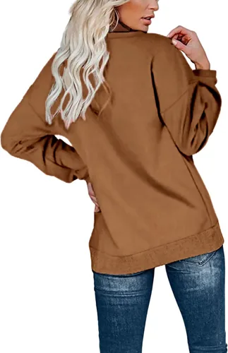 Vista 32 de KINGFEN Sudadera de manga larga con cremallera de un cuarto para mujer