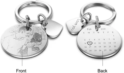 Vista 3 de kaululu Custom Photo Key Chains for Men Women Calendar Picture Key Chain Ring for Him and Her