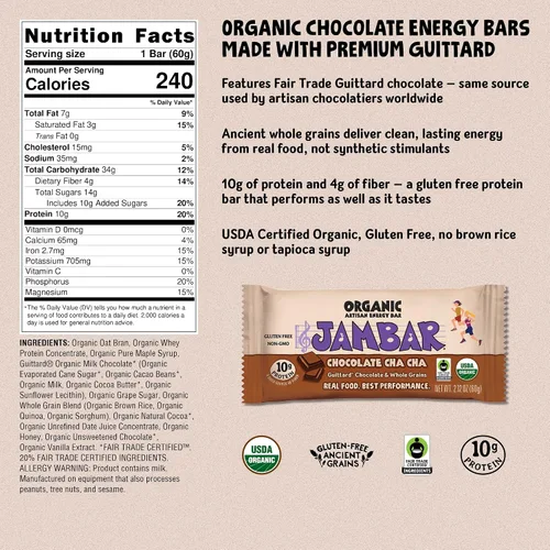 Vista 2 de JAMBAR Organic Artisan Energy Bar (Chocolate Cha Cha - 12 unidades)
