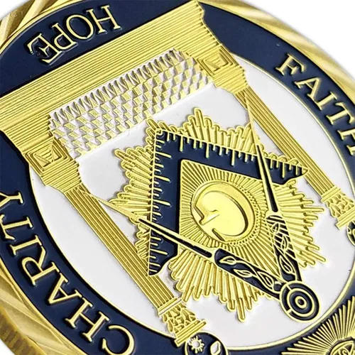 Vista 4 de Moneda de desafío masónico Moneda Logia Azul Moneda Francmasón Hermandad Regalos