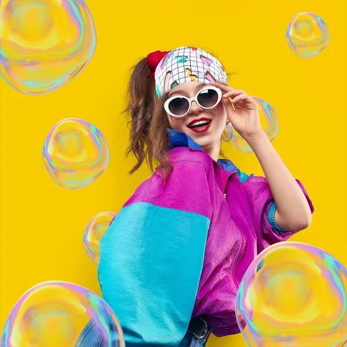 Vista 6 de Diademas de neón de los años 80 y 90, accesorios de atuendo para mujeres y hombres, retro vintage, bandas para el sudor, atléticas, elásticas