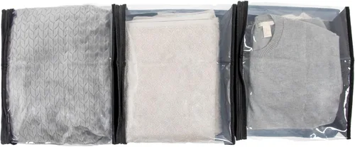 Vista 4 de Household Essentials Bolsas de almacenamiento para suéter con cremallera para debajo de la cama con panel de visión transparente, juego de 3