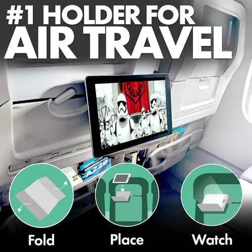 Vista 2 de Soporte flexible para tablet de avión, soporte flexible para teléfono celular y tableta, extra grande de 12 x 7 pulgadas, soporte plegable