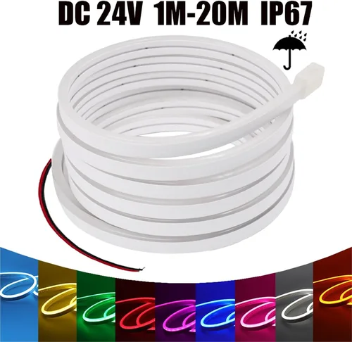Vista 2 de Tira de neón DC 24V 1.6-65.6 ft IP67 impermeable, multicolor, retroiluminación de TV, tubo de silicona flexible para el hogar, luz LED