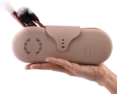 Vista 3 de Beauty Bloom - Soporte y organizador para brochas de maquillaje, silicona con hebilla, estuche de almacenamiento portátil para brochas de belleza