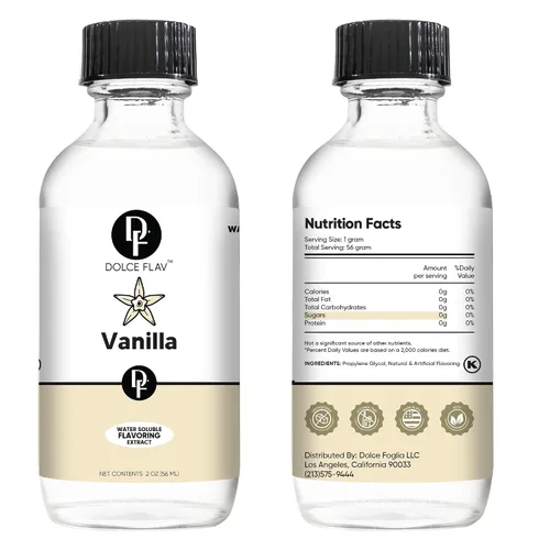 Vista 3 de Dolce Flav Extracto de vainilla – 2 onzas soluble en agua, Kosher, sin azúcar, sabor concentrado de vainilla para hornear, galletas y postres