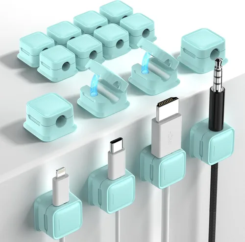 Vista 17 de Paquete de 8 Organizadores de Cables con Soporte, Costop Fuerte Adhesivo Magnético para Gestión de Cables de Escritorio, Fácil de Abrir, Organiza