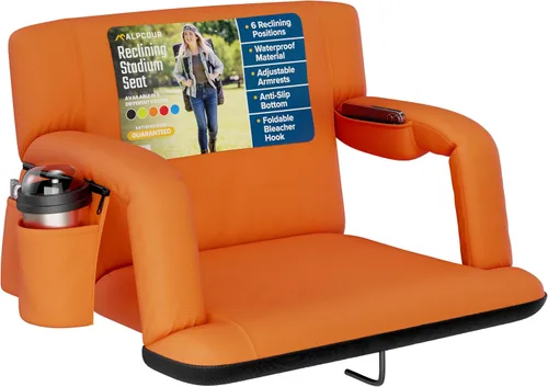 Vista 21 de Alpcour Asiento plegable para estadio – Silla de apoyo para adultos amplios reclinables de lujo para adultos para blanqueadores – Mejor extra grueso