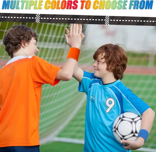 Vista 4 de Hungdao Pulseras para niños, coloridas bandas deportivas para sudar, atléticas, baloncesto, fútbol, fiestas, regalos para niños, actividades al aire