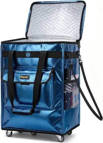 Vista 11 de BALEINE Bolsas de comestibles reutilizables sobre ruedas, bolsa de asas rodante, carrito de compras, mochila grande, carritos de compras
