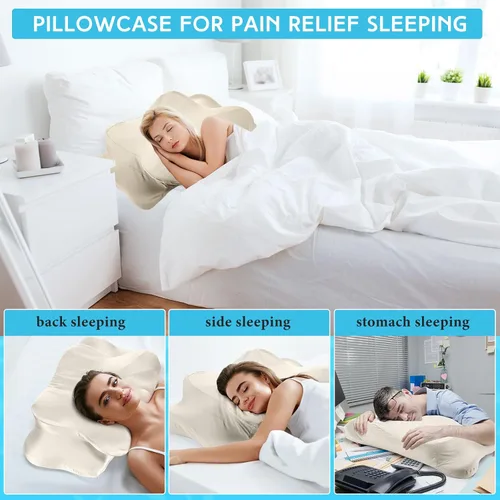Vista 6 de Hahafelt Funda de almohada refrescante para el cuello cervical (solo funda de almohada) Funda de almohada ergonómica con cremallera, funda