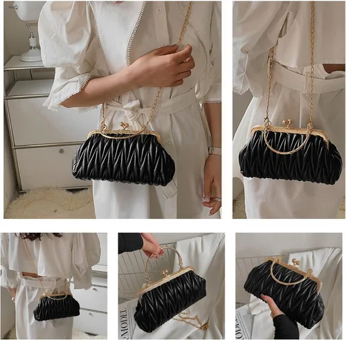 Vista 3 de Ayliss Bolso de noche para mujer, elegante bolso de hombro para novia, boda, fiesta, graduación, bolso formal