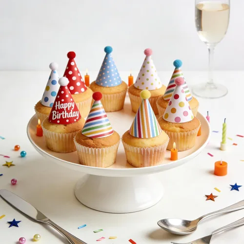 Vista 2 de 116 piezas de mini sombrero de cumpleaños para cupcakes, decoración de tartas