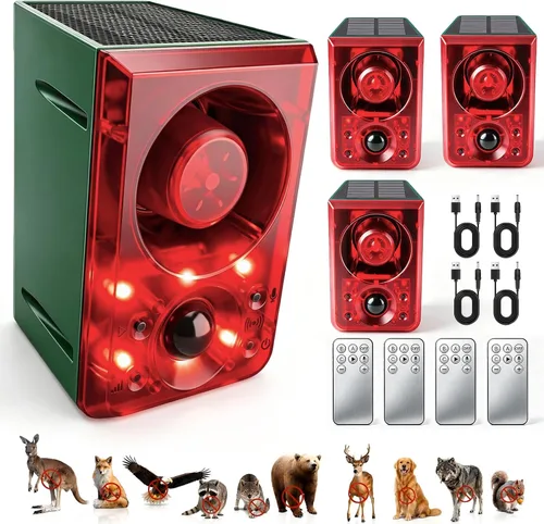 Vista 12 de ChunHee Sensor de movimiento al aire libre solar alarma perro ladrando Rojo-1paquete