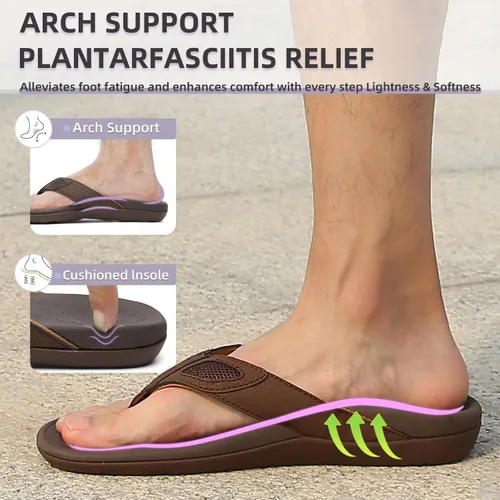 Vista 9 de MEGNYA Sandalias ortopédicas para hombre para fascitis plantar, sandalias atléticas con soporte para el arco, cómodas pantuflas para caminar