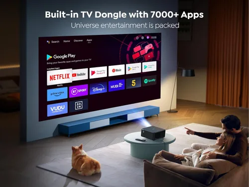 Vista 4 de Proyector 4K con Google TV, YABER K2s WiFi 6 Bluetooth, Sonido de JBL, Audio Dolby, Enfoque Automático y Keystone, Proyector de Película al Aire