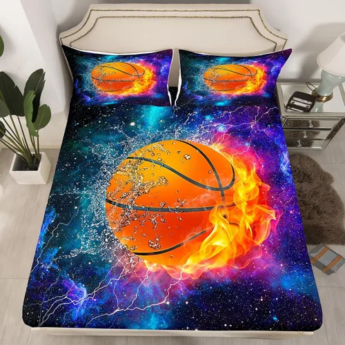 Vista 14 de Homewish Axolotl - Sábana bajera ajustable Kawaii para niños, tamaño individual, juego de ropa de cama de teñido anudado con pintura de acuarela