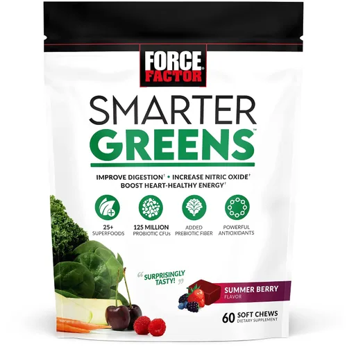 Vista 4 de Force Factor Better - Suplemento de apoyo para las articulaciones de cúrcuma y masticables Smarter Greens, 60 masticables suaves y masticables