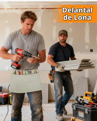 Vista 2 de Delantal de cintura de trabajo de lona con 3 bolsillos