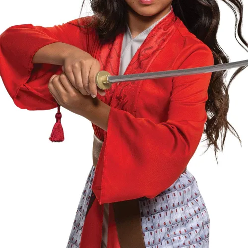Vista 3 de Disfraz de Mulan para niñas, disfraz de héroe de la película de acción en vivo de Disney